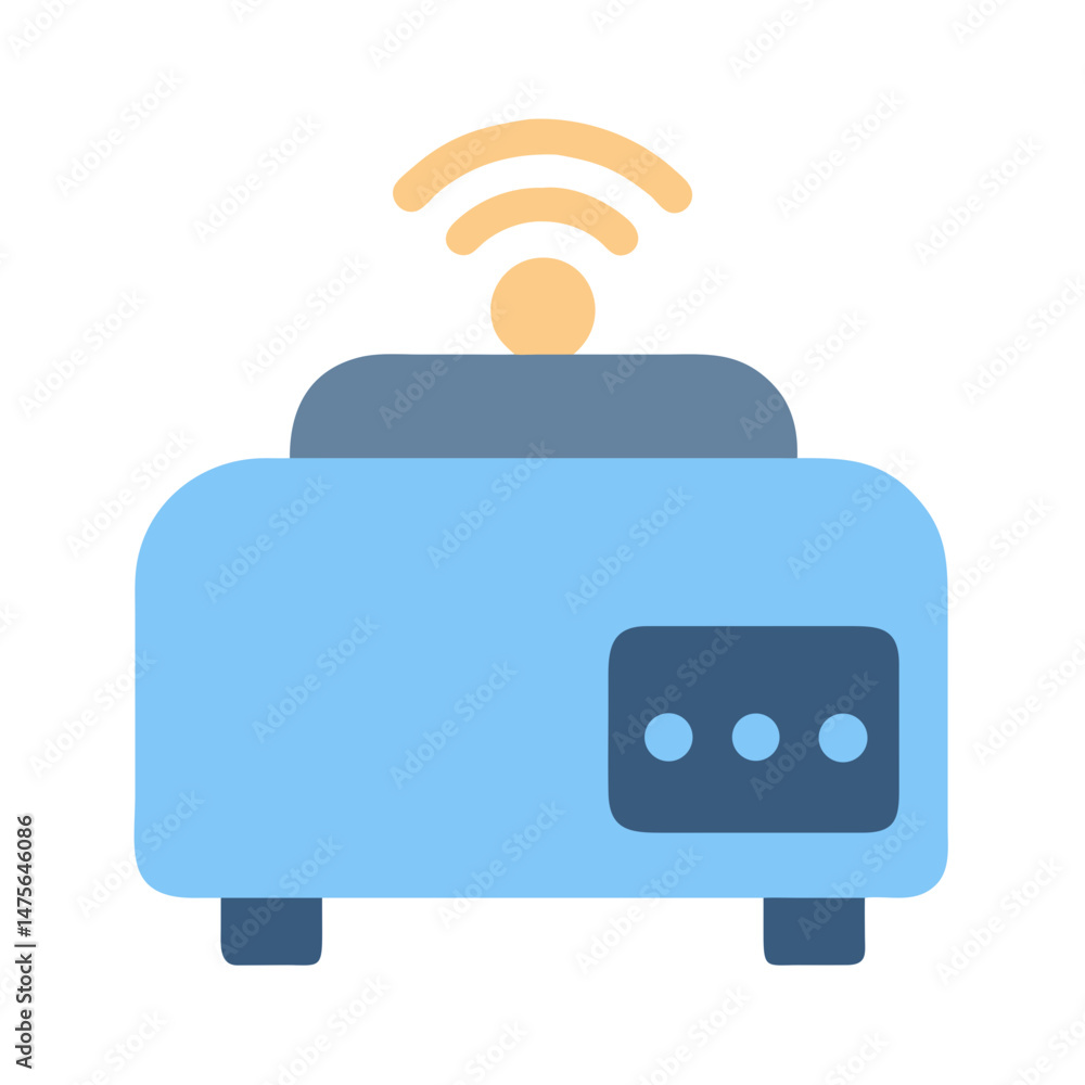 Poster wireless router flat icon for network connectivity