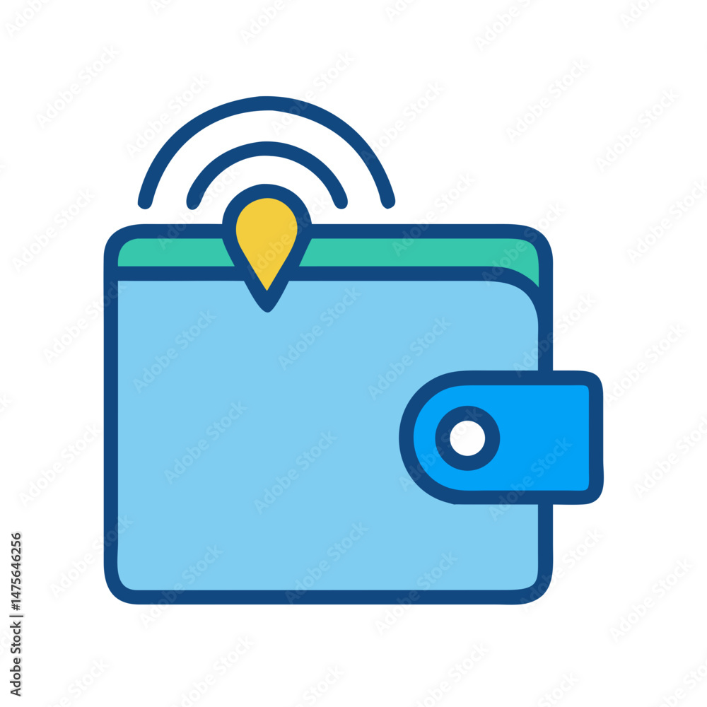 Poster smart wallet vector icon with location and wifi