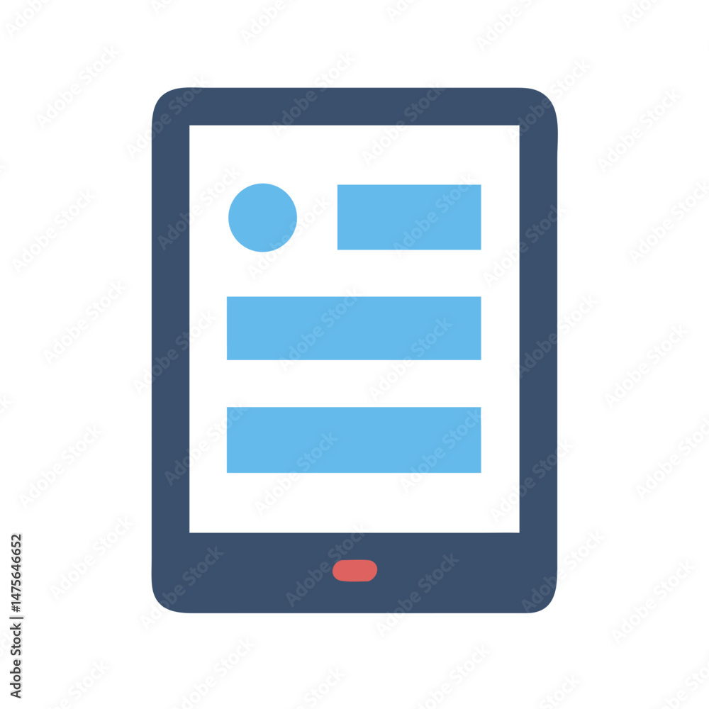 Aufkleber tablet device illustration showing content for user interface