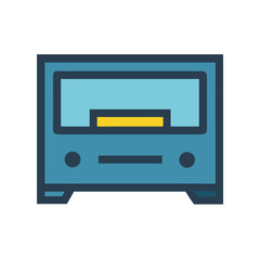 Vintage television set isolated on black background illustration