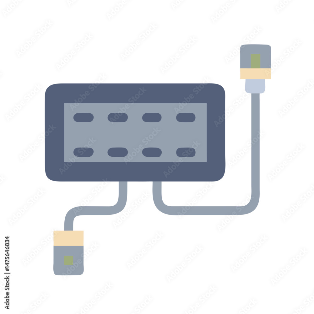 Poster isolated ethernet switch with cable connections on black background