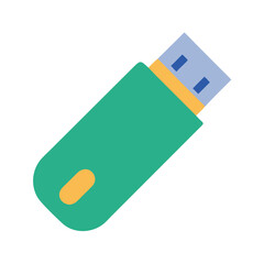 Isolated green USB drive vector image on black