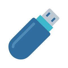 Blue USB flash drive icon on black background