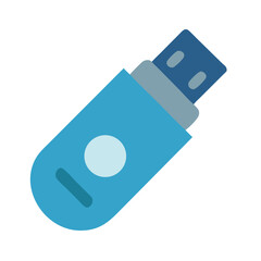 Blue USB flash drive on a black background