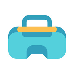 Blue and yellow container for supplies or accessories