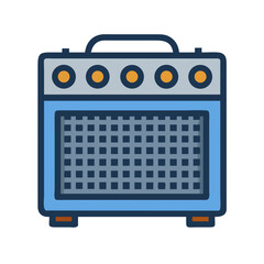 Vintage Blue Guitar Amplifier Vector Graphic Icon