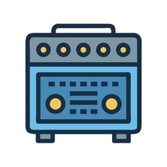 Blue Amplifier with Yellow Knobs and Display Icon