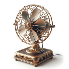 Retro table metal fan isolated on white background