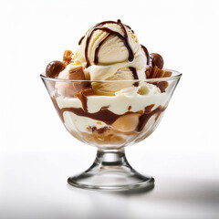 Delicious Ice Cream Sundae with Whipped Cream and Cherries