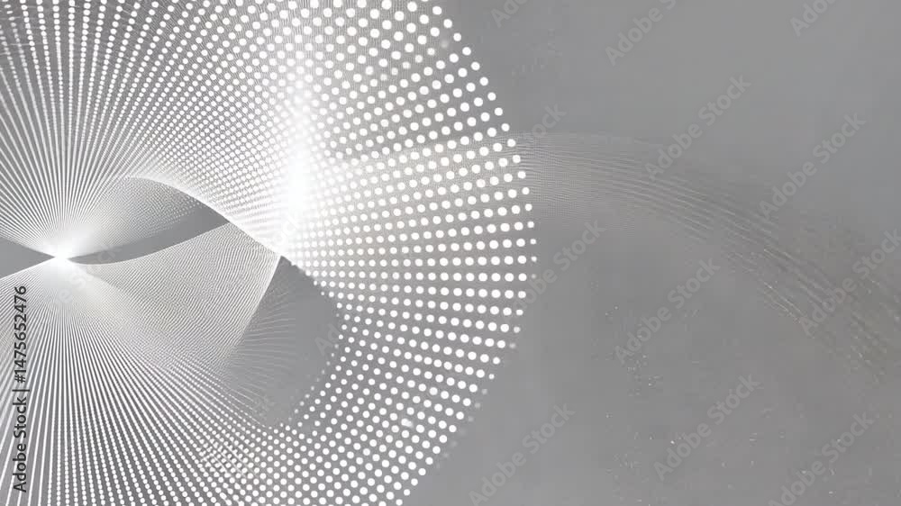Poster mesmerizing modern abstract design with flowing lines, white dots, and gray patterns, creating sense