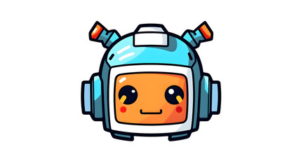 Fototapeta premium Professional Color Line Technology Robot Head with Ears and Mouth for Tech Concept