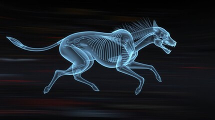 Fototapeta premium Futuristic x-ray of a running canine with digital effects.