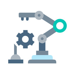 Industrial robot arm and gear isolated on black