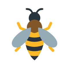 Stylized Honey Bee Icon on Black Background Illustration