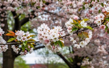 Fototapeta premium Vancouver, Canada ,Nature & Blooming City, Spring Cherry Blossoms in a Park