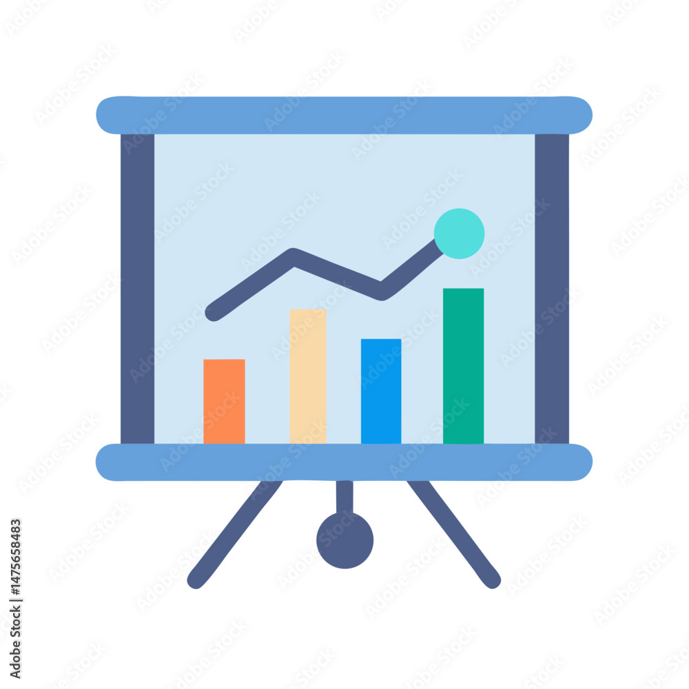 Poster presentation board with chart showing an increasing trend