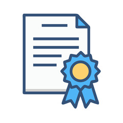 Certificate of Achievement Award Icon Isolated on Black