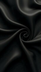 Smooth, soft, shiny black silk satin fabric with a rippled texture creates an elegant and luxurious backdrop	