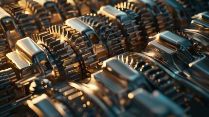 Discover the complex design of a transmission gearbox, featuring gears and components that enhance vehicle performance and efficiency.