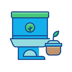 Hydroponics system with plant, indoor gardening icon design