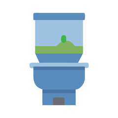 Cartoonish Blue Toilet Bowl and Tank with Black Background