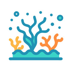 Underwater Coral Reef Illustration with Bubbles on Black
