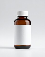 Amber Plastic Bottle with White Lid and Blank Label