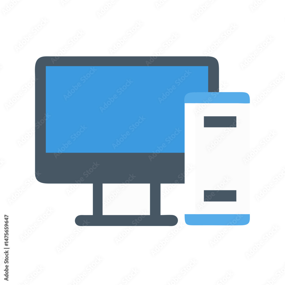 Poster computer and mobile responsive design vector art icon