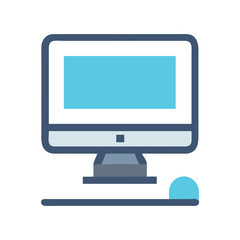 Stylish Minimalist Desktop Computer and Mouse Icon Illustration