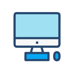 Modern Computer Icon with Mouse in Blue Hues
