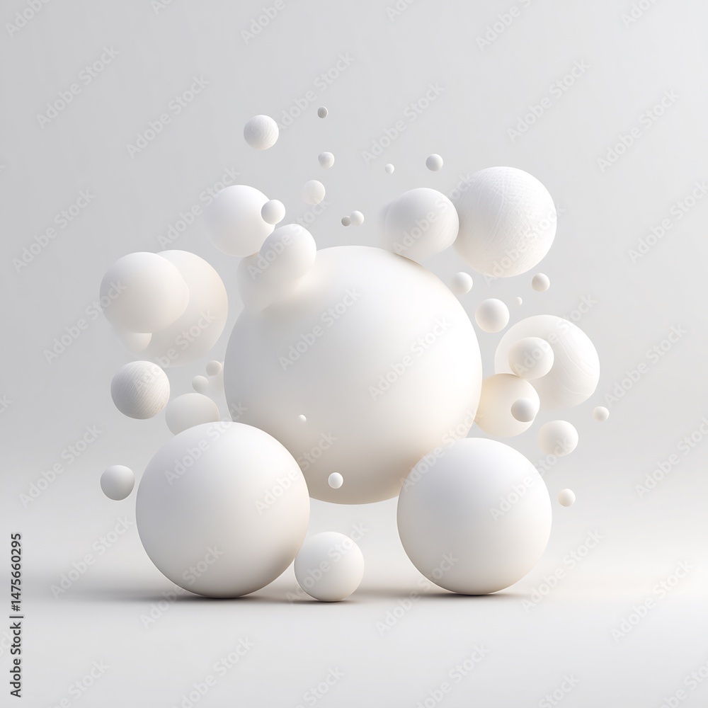 Poster ethereal spherical arrangement for creating a sense of depth and elegance