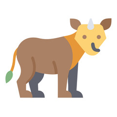 Obraz premium Sumatran rhinoceros illustration, single horn rhino vector art