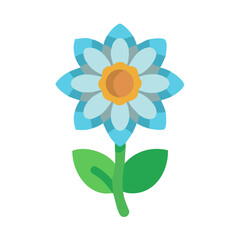 Isolated cartoon blue flower on black background illustration
