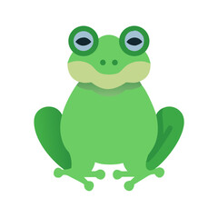 Cartoon Green Frog Illustration on Black Background, Nature