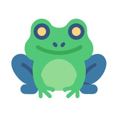 Cute green frog illustration on black background vector