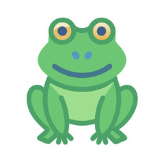 Friendly green frog cartoon character with cute smile