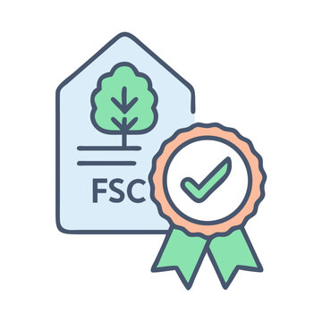 FSC Certified Sustainable Forestry Icon Illustration Vector Image