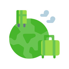 Obraz premium Global Travel and Tourism: Suitcases Around the Earth