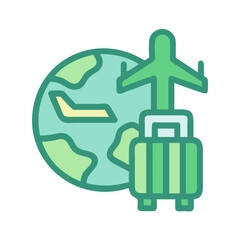 Global travel and tourism: Flight, world, luggage illustration