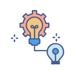 Innovative Idea Generation with Gear and Lightbulb Illustration