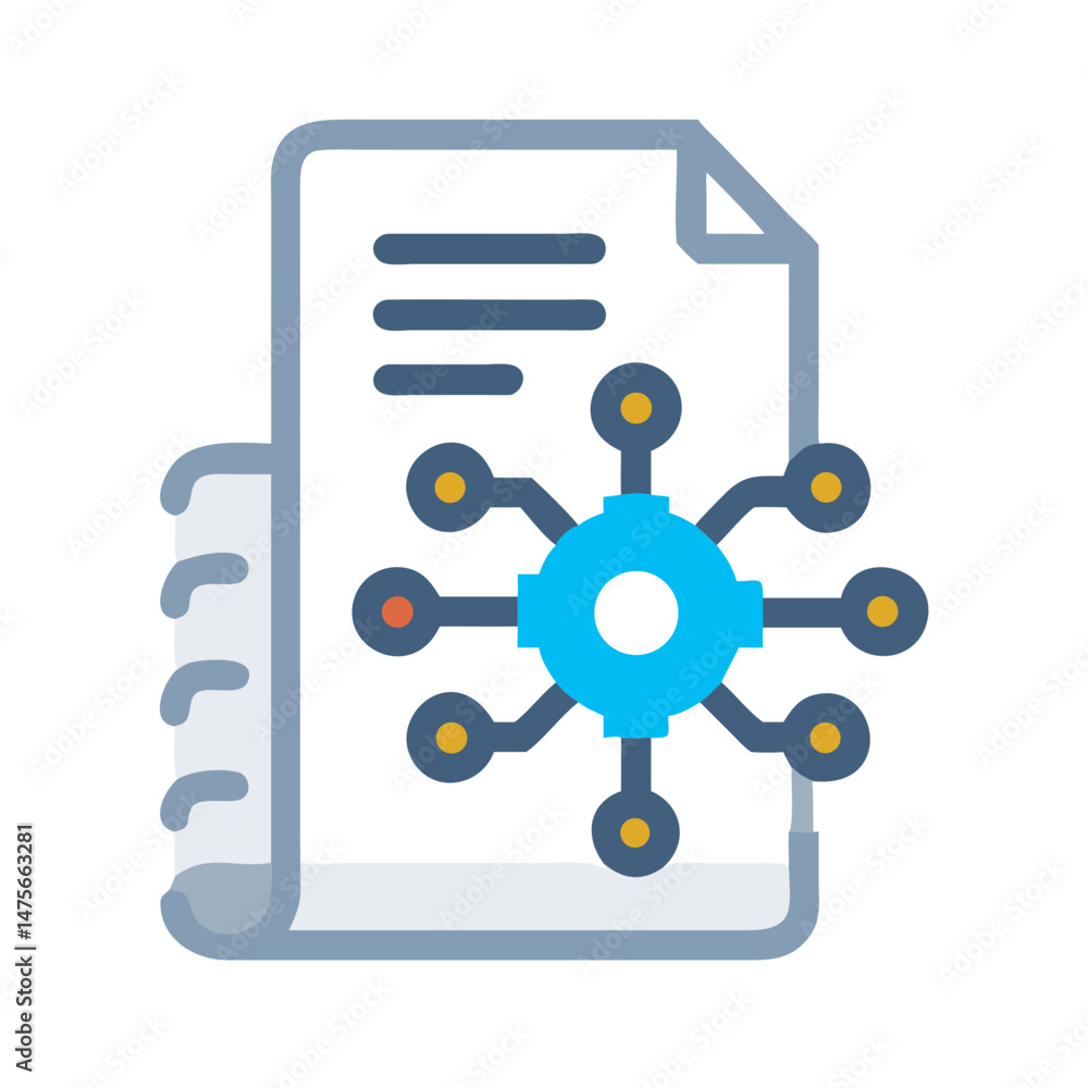 Poster smart document data connection and integration illustration graphic
