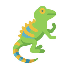 Cartoon Lizard Green Reptile Isolated Illustration