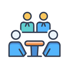 Business meeting icon with people at the table