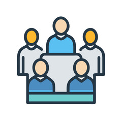 Team Meeting Icon: Group Collaboration, Communication and Discussion