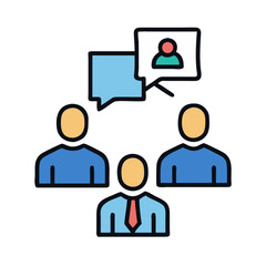 Teamwork discussion and online meeting concept icon design