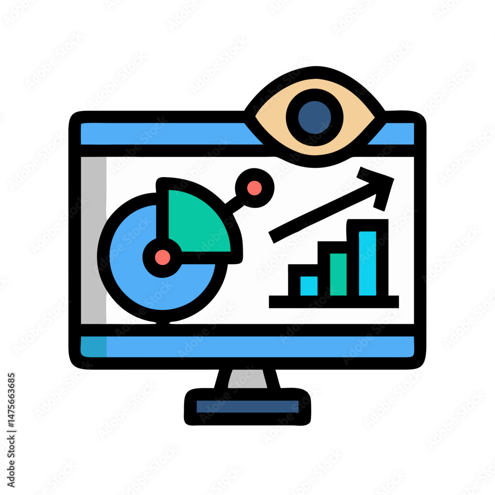 Poster data analysis monitoring: pie chart, graphs, and progress