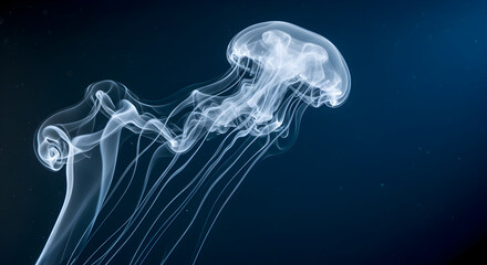 Translucent Jellyfish Floating Gracefully Through the Deep Blue Ocean