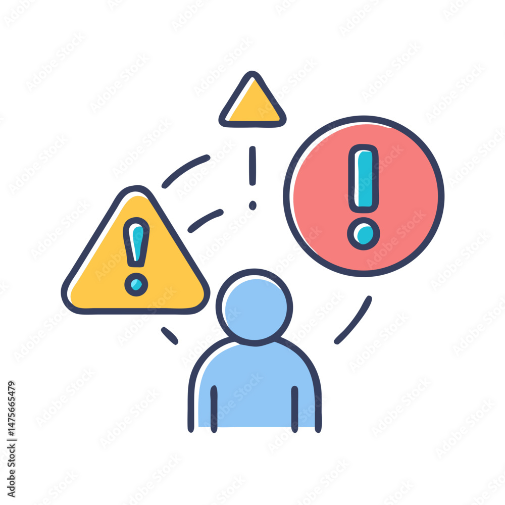 Aufkleber alerts surrounding a user, warning and notification design