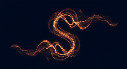 Obraz premium Elegant Orange Smoke Forming Letter S Against Dark Background