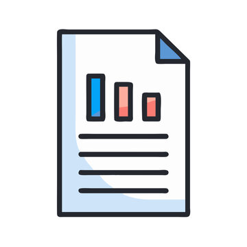 Bar graph business report document icon illustration vector